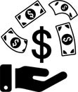 Hand Receiving Money Icon Vector, Cash Payment, Financial Transaction, Earning, Giving, Receiving, Income, Savings. Royalty Free Stock Photo