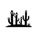 Modern desert silhouette Cacti plants art. Royalty Free Stock Photo