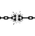 A black and white illustration of a broken chain with a burst in the middle on a white background Royalty Free Stock Photo