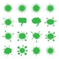 A collection of sixteen green burst designs on a white background in a grid pattern layout Royalty Free Stock Photo