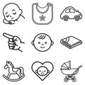 Baby Care Line Icons Collection, Baby Products and Parenting Symbols Pack Royalty Free Stock Photo