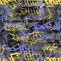Graffiti seamless pattern with street art wall tags. Grunge dirty hand drawn texture Royalty Free Stock Photo