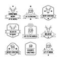 Set of Christmas Line Art Badges and Emblems Royalty Free Stock Photo