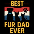 BEST FUR DAD EVER pet silhouette illustration with dogs and cats celebrating animal fatherhood Royalty Free Stock Photo