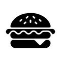 Silhouette of a hamburger icon depicting a classic burger with a top bun featuring sesame seeds Royalty Free Stock Photo