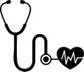 Stethoscope and heartbeat icon representing healthcare and medical care Royalty Free Stock Photo