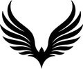Stylized black angel wings silhouette on white background Royalty Free Stock Photo