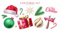 Christmas Vector Elements Set with Greeting Text Royalty Free Stock Photo
