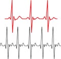Red and black heartbeat ekg line graph on white background Royalty Free Stock Photo
