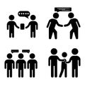 Teamwork and Dialogue Icons, Two People Talking, Group, and Partnership Symbols. Royalty Free Stock Photo