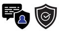 Simple black vector icon illustrating a security shield with a checkmark Royalty Free Stock Photo