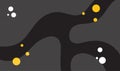 Abstract Gray Background with Wavy Black Shapes and Yellow-White Circles Royalty Free Stock Photo