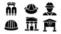Collection of Worker Helmets Factory Structures and Industrial Symbols Royalty Free Stock Photo