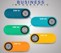 Business infographic with five horizontally arranged elements labeled Step 01 to Step 05. Royalty Free Stock Photo