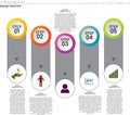 Infographic design with five vertical, numbered steps arranged side by side. Royalty Free Stock Photo