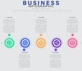 Five-Icon Business Infographic Template with Linear Layout and Colorful Sections Royalty Free Stock Photo