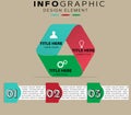 Infographic featuring a hexagonal loop design with three sections in teal, green, and red. Royalty Free Stock Photo