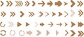 A collection of brown arrow icons displayed on a white background. Royalty Free Stock Photo