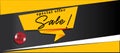 Banner with a bold black and yellow design featuring a large,ideal for advertising promotions. Royalty Free Stock Photo