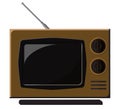 Retro television set featuring a brown rectangular casing with two large Royalty Free Stock Photo
