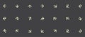 Pattern of uniformly spaced cream-colored arrows on a dark gray background Royalty Free Stock Photo