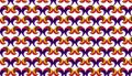 Colorful geometric pattern featuring repetitive swirls in vibrant red, purple, and yellow hues Royalty Free Stock Photo