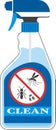 Cleaning and Insect Control Spray Bottle with Pest Warning Sign, vector illustrator Royalty Free Stock Photo