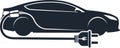 Electric Vehicle (EV) Charging Icon, Car Silhouette Connected to Power Plug Symbol Royalty Free Stock Photo