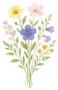 Watercolor illustration of a bouquet featuring various flowers Royalty Free Stock Photo