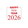 Happy New Year 2026 Red and white vector Royalty Free Stock Photo