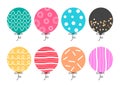 Colorful Patterned Birthday Balloons Set with Dots, Stripes, and Waves for Festive Party Decorations Royalty Free Stock Photo