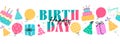 Playful Birthday Seamless Patterns with Hand-Drawn Cakes, Gift Boxes, and Festive Party Doodles Royalty Free Stock Photo