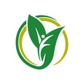 man Leaf ecology logo and vector design Royalty Free Stock Photo