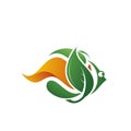 green leaf and fire icon fish design template Royalty Free Stock Photo