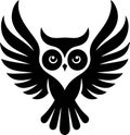 Stylized black owl silhouette with wings spread wide Royalty Free Stock Photo