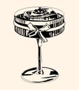 Elegant Vintage Coquette Cocktail Illustration with Cherry Garnish Royalty Free Stock Photo
