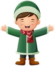 Cute little boy cartoon wearing winter clothes Royalty Free Stock Photo