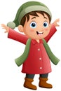 Cute little boy cartoon wearing winter clothes Royalty Free Stock Photo