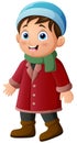 Cute little boy cartoon wearing winter clothes Royalty Free Stock Photo