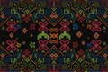 Opulent Tribal Seamless Pattern: Colorful Symmetry Embroidery Art Royalty Free Stock Photo