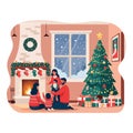 Cozy Christmas Family Scene Royalty Free Stock Photo