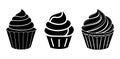 Cupcake Silhouette Vector Icon Set - Bakery Muffin Stencil Graphics Royalty Free Stock Photo