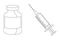 Vaccine bottle and syringe illustration â medical injection icon Royalty Free Stock Photo
