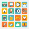 Flat Design App Icons Set for Web and Mobile Interface Royalty Free Stock Photo