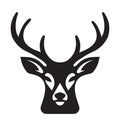 Forest Animal Icon, Black Buck Head Graphic for Tattoos or Patches. Royalty Free Stock Photo