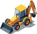 Isometric backhoe loader illustration Royalty Free Stock Photo