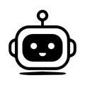 Black and white illustration of a cartoon robot face with a rounded rectangular shape. Royalty Free Stock Photo