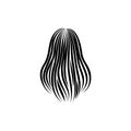 Long hair wavy back view outline logo design vector illustration for beauty and fashion sign and symbol flat minimalist Royalty Free Stock Photo