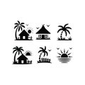 Tropical beach house silhouettes summer vacation vibes Royalty Free Stock Photo