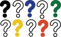 Colorful Question Marks on White Background Royalty Free Stock Photo